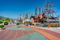 Alanya, Turkey - July 21, 2021: Pirate ships for tourists in the port of Alanya on the Mediterranean Sea, Turkey Royalty Free Stock Photo