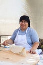 ALANYA, TURKEY - June 20, 2018: unidentified Woman, prepares pita bread on the street market. Royalty Free Stock Photo