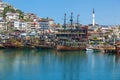 Pirate tourist boats in the port of Alanya. Royalty Free Stock Photo