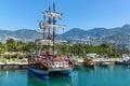 Pirate tourist boats in the port of Alanya. Royalty Free Stock Photo