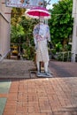 Mannequin advertises Gentlemen Bath Beyler Hamami on a street in Alanya. Male dummy, wearing