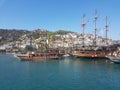 Alanya/Turkey - 16. september 2019: Tourist pirate ships at bay Royalty Free Stock Photo