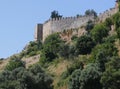 Alanyas` mediterranean coastline and Ottoman castle Royalty Free Stock Photo