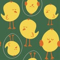 Little chicks pattern - funny hand drawn doodle, seamless pattern.