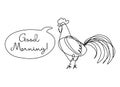 Good Morning text with line art Rooster Royalty Free Stock Photo