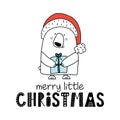 Merry little Christmas - Cute polar bear design with xmas gift