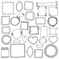 Set of cute picture frames in doodle style. Royalty Free Stock Photo