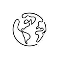 Planet Earth line art - One line style world. Simple modern minimalistic style Royalty Free Stock Photo