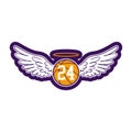 R.I.P. Kobe Bryant - Basketball with angel wings and glory. Royalty Free Stock Photo