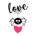 Valentine`s Day hanging spider in love