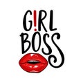 Girl Boss text with sexy red lips.