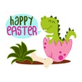 Happy Easter - Cute dino saying Royalty Free Stock Photo