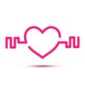 Gym love heart logo - lovely gym or sport business emblem,