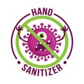 Hand sanitizer - Antiviral antibacterial formula vector icon.