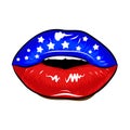 Independence Day USA with lips American flag