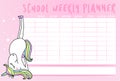 School timetable with cute unicorn doodle