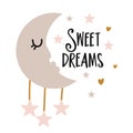 Sweet dreams - cute moon decoration.