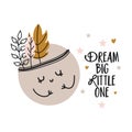 Dream big little one - cute moon decoration. Royalty Free Stock Photo