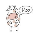 Cow with moo text