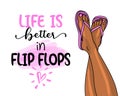 Life is better in flip flops - pink flip flop beach footwear Royalty Free Stock Photo