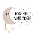 Good night, shine bright - cute moon decoration.