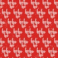 Red seamless pattern with white Ho Ho Ho words.