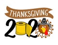 Thanksgiving 2020 quarantine face mask Turkey cute Coronavirus and yellow toilet paper