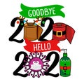 Goodbye 2020 Hello 2021 - happy new year greeting. Royalty Free Stock Photo