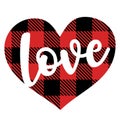 Love - Christmas or Valentine day decoration on tartan plaid scottish Seamless Pattern