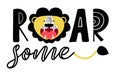 Roarsome Lion - funny vector character drawing.