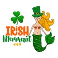 Irish Mermaid - funny St Patrick`s Day Royalty Free Stock Photo