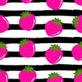 Cute strawberries pattern background with summer feeling