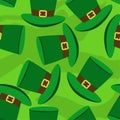 Saint Patrick`s Day pattern with green hats.