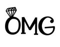 OMG - Black hand lettered quotes with diamond rings for greeting cards, gift tags, labels, wedding sets.