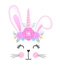 Bunny with flora headband wreath Royalty Free Stock Photo