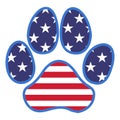 USA Flag In Dog Paw Shape - Independence Day USA With Text. Good For T-shirts, Happy July 4th.