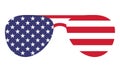 Sunglasses shape USA flag - Independence Day USA with motivational text Royalty Free Stock Photo