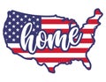 Home - USA flag in United States map shape Royalty Free Stock Photo