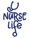 Nurse life - Stethoscope shape with text - STOP coronavirus, doctor t-shirt.