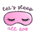 Let`s sleep all day - funny hand drawn doodle, seamless pattern.