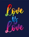 Love is love - LGBT pride slogan against homosexual discrimination. Royalty Free Stock Photo