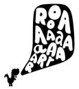 Roar word with speech bubble Dinosaur - Cute Dino print design - funny hand drawn doodle, cartoon alligator