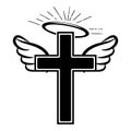 Crucifix cross with angel wings and gloria Royalty Free Stock Photo