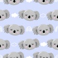 Koala bear pattern design with coala heads and cloudy sky