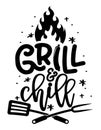 Grill and Chill - label. barbeque elements for labels, logos, badges, stickers or icons