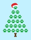 We woof you a merry Christmas - Christmas shaped dog and cat paws for gift tag. Royalty Free Stock Photo