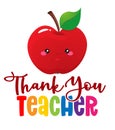 Thank you teacher - colorful calligraphy design. Thank you Gift card for Teacher`s Day.