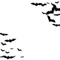 Alar black bats group isolated on white vector Halloween background. Royalty Free Stock Photo