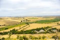 Panoramic view of the Guadiana River valley from the ruins of the castle of Alarcos in Ciudad Real Royalty Free Stock Photo