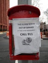 Alarm Box, Out of Service, Emergency, Call 911, City of New York, Greenwich Village, NYC, NY, USA Royalty Free Stock Photo